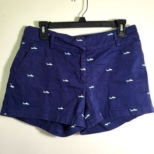British Khaki navy with light blue sharks shorts   women's 4  #2005